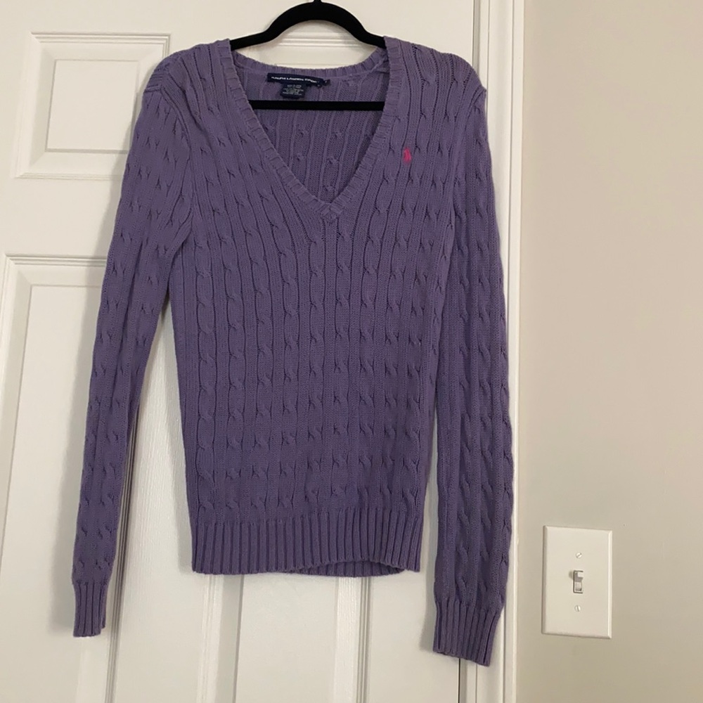 Ralph Lauren v-neck cable knit sweater